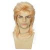 Daiaces Blond Mullet Wig for Men 70s 80s Disco Wig Shoulder Length Layered Heat Resistant Synthetic Hair Cosplay Daily Party Halloween view 2
