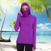 BASSDASH Womens UPF 50+ Sun Protection Hoodie with Face Mask Neck Gaiter Breathable Long Sleeve Shirt for Hiking Fishing Violet view 3