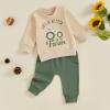 Frietlebird Toddler Boy Fall Winter Clothes Crewneck Sweatshirt Long Sleeve Letter Print Shirt with Pants Toddler Outfits for Boys (B-Khaki,2-3T) view 2