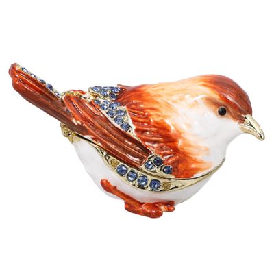 HOLIDYOYO Small Jewelry Box with Bird Figurine Rhinestone Desktop Trinket Case for Ring Earring Storage and