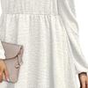 Womens Spring Round Neck Dress Ruffle Elegant Empire Waist Mini Swing Dresses Casual Long Sleeve Smocked Beach Dress (Medium,White) view 4