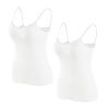 2 Pack Women's Camisole with Built in Bra Summer Casual Spaghetti Strap Tank Tops Sleeveless Padded Workout Tops White view 1