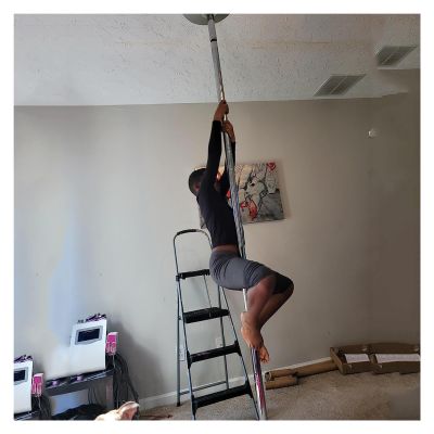 Adjustable Height Spinning Pole Pole Dancing Pole for Home Heavy Weight, Adjustable Height 8 9 10 11 12ft, Free Standing Stripping Pole Anti-Slip Hole-Free for Kids & Adults(Height 7.3~8.9ft(224~274cm
