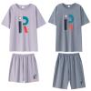 Lsydnfow Matching Pajamas For Couples 100% Cotton Cute Tee and Shorts Sleepwear Pjs Sets 2 Pieces Loungewear Grey view 1