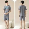 Lsydnfow Matching Pajamas For Couples 100% Cotton Cute Tee and Shorts Sleepwear Pjs Sets 2 Pieces Loungewear Grey view 2