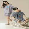 Lsydnfow Matching Pajamas For Couples 100% Cotton Cute Tee and Shorts Sleepwear Pjs Sets 2 Pieces Loungewear Grey view 3