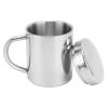 Stainless Steel Double Wall Mug,Travel Camping Mug Tea Cup,Carabiner Mug Set Portable Water Cup with Lid Handle Drinking Coffee Milk Cup for Home Outdoor Travel, 400ML, Silver (400ML) view 1