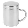 Stainless Steel Double Wall Mug,Travel Camping Mug Tea Cup,Carabiner Mug Set Portable Water Cup with Lid Handle Drinking Coffee Milk Cup for Home Outdoor Travel, 400ML, Silver (400ML) view 2