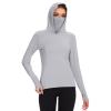 BASSDASH Womens UPF 50+ Sun Protection Hoodie with Face Mask Neck Gaiter Breathable Long Sleeve Shirt for Hiking Fishing Light Grey view 1
