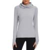 BASSDASH Womens UPF 50+ Sun Protection Hoodie with Face Mask Neck Gaiter Breathable Long Sleeve Shirt for Hiking Fishing Light Grey view 2
