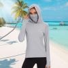 BASSDASH Womens UPF 50+ Sun Protection Hoodie with Face Mask Neck Gaiter Breathable Long Sleeve Shirt for Hiking Fishing Light Grey view 3