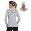 BASSDASH Womens UPF 50+ Sun Protection Hoodie with Face Mask Neck Gaiter Breathable Long Sleeve Shirt for Hiking Fishing Light Grey view 4