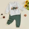 Frietlebird Toddler Boy Fall Winter Clothes Crewneck Sweatshirt Long Sleeve Letter Print Shirt with Pants Toddler Outfits for Boys (B-Grey,2-3T) view 2