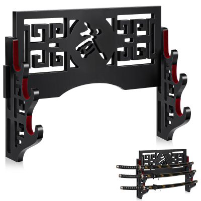 Barydat Katana Holder Sword Stand Wall Mount Samurai Sword Display Katana Rack Hanger Japanese Wakizashi Hobby Collection Gifts for Men(3 Tier,Valiant)