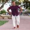 URRU Men's Muscle Dress Shirts Slim Fit Stretch Banded Collar Short Sleeve Casual Button Down Shirts, Purple, Large view 2