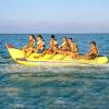 Hlixzoy Floating Towable Banana Boat, 3/8 Sea Pleasure Boat with Net Pool Water Park, Inflatable Kayak, Water Skiing and Surfing,4 People view 1