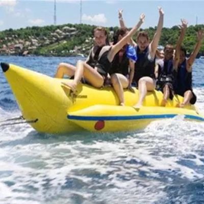 Hlixzoy 3/8 Passenger Seat Inflatable Water Banana Boat, Large Water Park Equipment, Towable Banana Boat Tube, Sea Jet Ski Surfing Tugboat,4 People