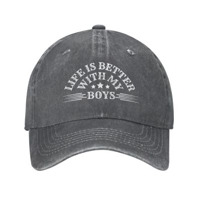 Hieoeye Life is Better with My Boys Hat Men Women Trucker Hat Dad Baseball Cap Deep Heather
