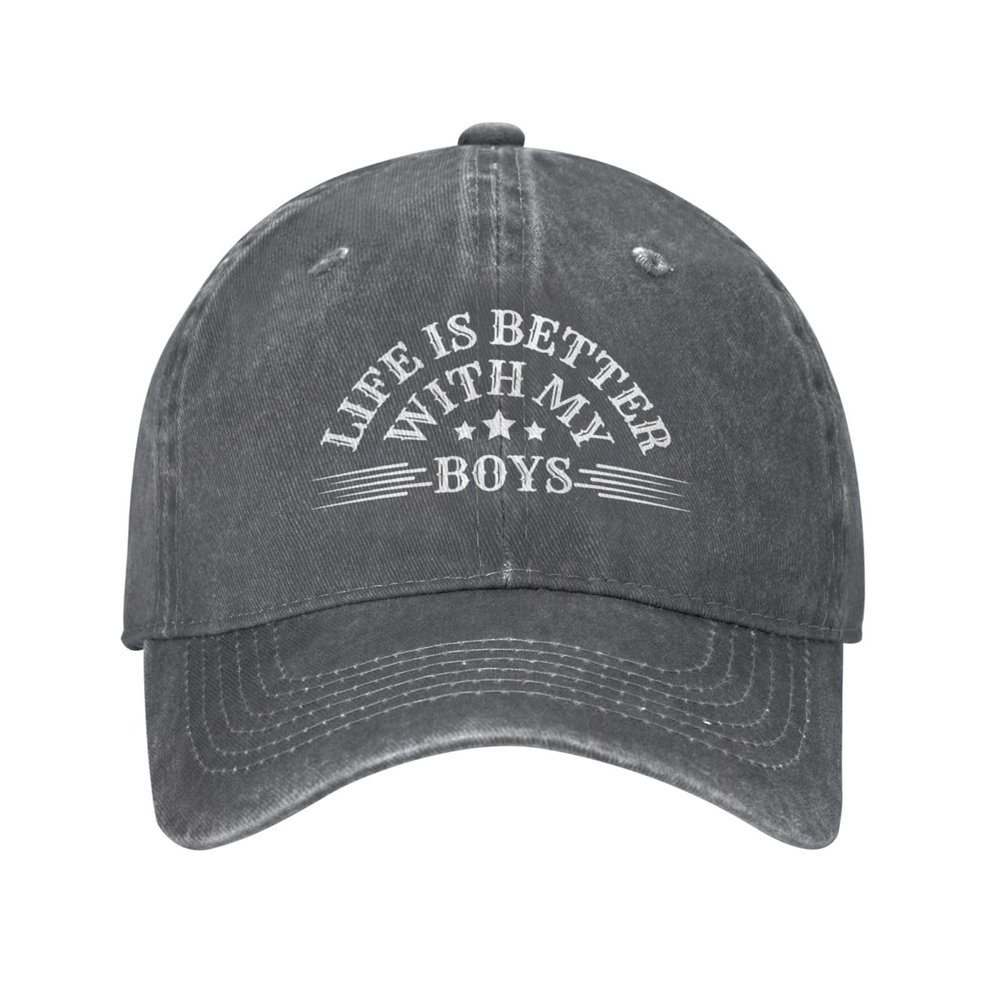 Hieoeye Life is Better with My Boys Hat Men Women Trucker Hat Dad Baseball Cap Deep Heather