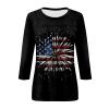 3/4 Sleeve Tops for Women Plus Size Clothes Casual Floral Printed Tunic Blouse 2025 Summer Fashion Graphic tee Shirt Loose Fitting Dressy Women's Blouse Three Quarter Sleeve Shirt Black Tshirt M view 4