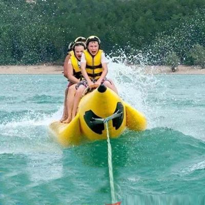 Hlixzoy Inflatable Jet Ski Towing Banana Boat, 3/10 Person Banana Boat Toy, Inflatable Banana Boat for Water Sports,3 People