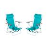 PRODC Folding Beach Chair Set of 2 for Adults, 4 Position Portable Backpack Foldable Camping Chair with Headrest Cup Holder and Wooden Armrests, Green view 1