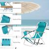 PRODC Folding Beach Chair Set of 2 for Adults, 4 Position Portable Backpack Foldable Camping Chair with Headrest Cup Holder and Wooden Armrests, Green view 4