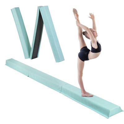 JupiterForce 9ft Folding Balance Beam Folding Gymnastic Beam Extra Firm Foam Anti-Slip Bottom Floor Equipment Easy to Store&Carry for Home Training, Exercise, Kids, Adult (Blue-Green)