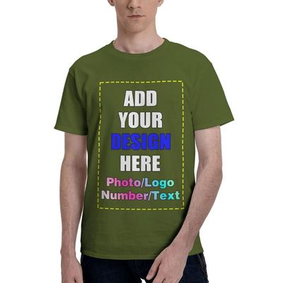 Custom T Shirts, Customize Your Own Design T-Shirt Personalized Cotton Tee Printed Photo Front, MossGreen-XL