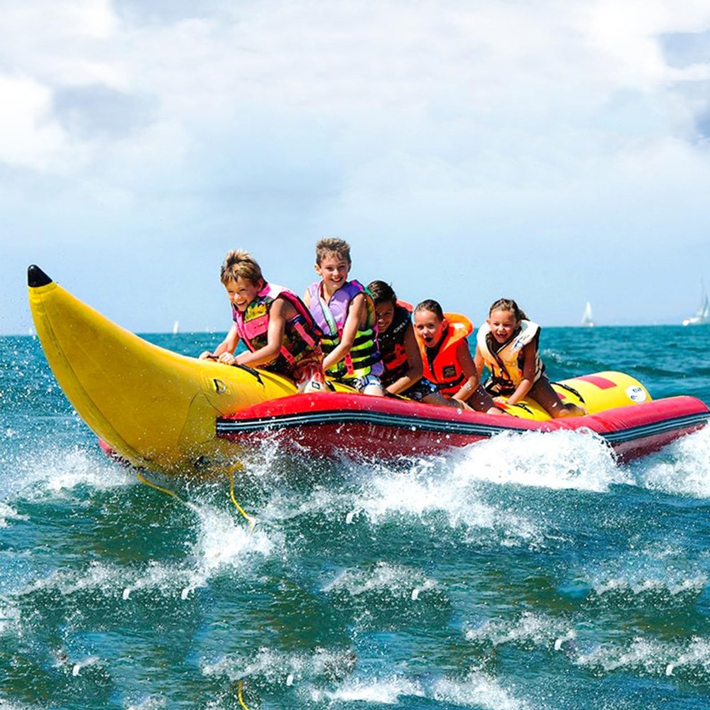 Hlixzoy Water Sports Floating Towable Single Tube Inflatable Banana Boat, Children's Floating Inflatable Kayak, Water Skiing and Surfing,6 People