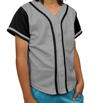 DIGITMON Kids Baseball Jersey Button Down Premium Hip Hop T Shirts Uniform GREYBLACK for 10y Toddlers
