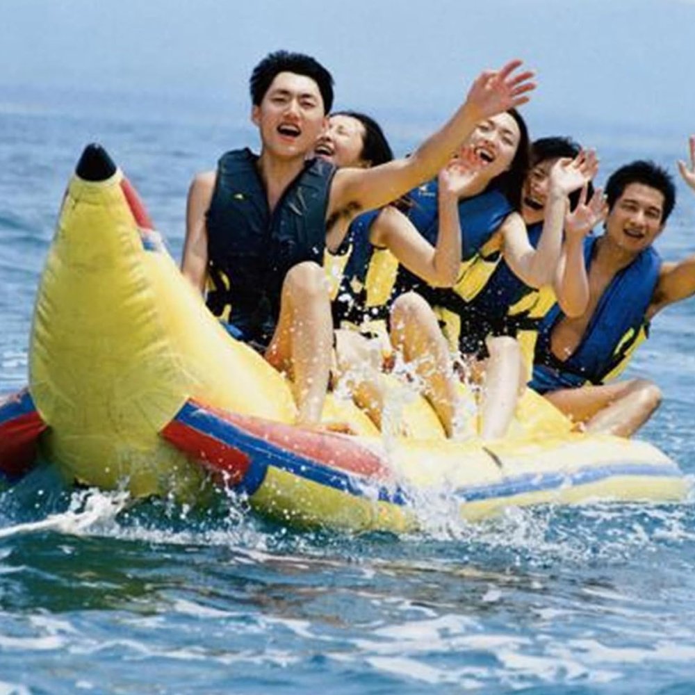 Hlixzoy Inflatable Banana Boat on Water, Towable Banana Boat, Floating Inflatable Banana Boat, Water Flying Fish Adult Children Water Surfing Equipment,6 People