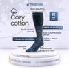 7BigStars Men Diabetic Loose Dress Business Cotton Mid Calf Socks - 5 Pack Big Tall - Geometric, Argyle, Stripe - Sock Size 13-15 Shoe Size 12-15 XL Dark Navy, Denim Blue view 3