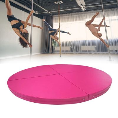 CMYUN Circular Pole Dance Crash Mat 3/5cm Thick - Safety Exercise Mats/Pole Fitness Protection Mat, Foldable Waterproof Aerial Hoop Yoga Mat(Pink,150cmx5cm(59"x2"))
