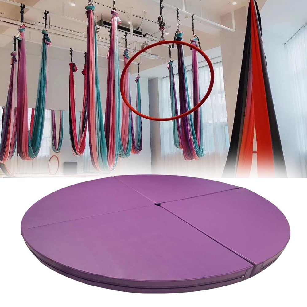 CMYUN Aerial Hoop Yoga Crash Mat, Heavy Duty Thickened Pole Dance Mat for Adult, Safety Dance Floor Pad, Multi-use Dancing Cushion for Exercises(Purple,160cmx5cm(63"x2"))