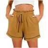 NaRHbrg Womens Summer Casual Shorts High Waisted Drawstring Wide Leg Beach Flowy Fashion Ruffle Shorts with Pockets view 1