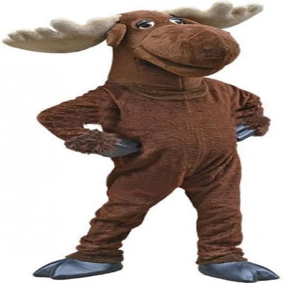 Eamior Proud Brown Moose Mascot Costume with Beige Horn Adult Size for Men & Women with Built-in Fan Inside the Head