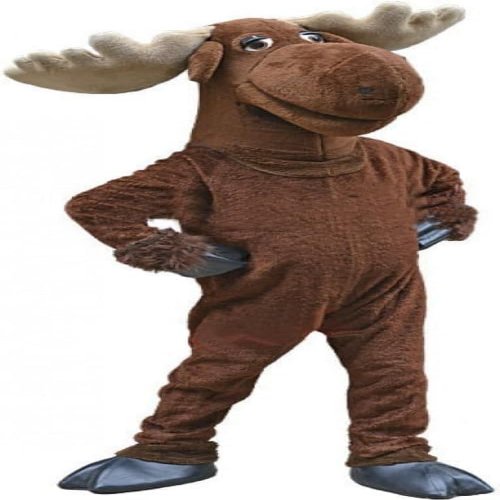 Eamior Proud Brown Moose Mascot Costume with Beige Horn Adult Size for Men & Women with Built-in Fan Inside the Head