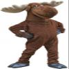 Eamior Proud Brown Moose Mascot Costume with Beige Horn Adult Size for Men & Women with Built-in Fan Inside the Head view 1