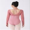 Dance Elite - Aster - Petals Cut Out Halter Neck Tie Back Dance Leotard with Mesh Full Sleeves (Pink, Adult M) view 2