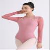 Dance Elite - Aster - Petals Cut Out Halter Neck Tie Back Dance Leotard with Mesh Full Sleeves (Pink, Adult M) view 3