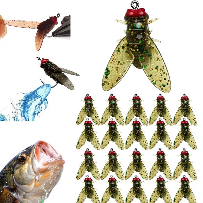 20PCS Fly Fishing Flies Kit, Bionic Fly Fishing Bait, 2024 New Fly Hook Soft Bait Add Fish Attractant Fishing Gear (20pcs-C, 15MM)