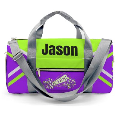 Cheer Cheerleader Personalized Duffel Bag,Custom Dance Gym Sport Duffel Bag Travel Weekender Tote Dance Bag for Men Women, Workout Travel Bag with Shoe Compartments,Overnight Bags.(Purple Green)