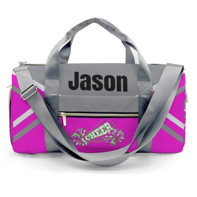 Cheerleader Personalized Cheer Sport Duffel Bags,Custom Waterproof Gym Bag Travel Cheer Bag with Trolley Sleeve Duffel Bags for Women,Travel Bag with Shoe Compartments Shoulder Bag (Gray Purple)