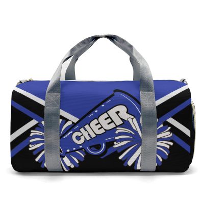 Cheer Personalized Sport Cheerleader Duffel Bags,Custom Lightweight Gym Dance Bag for Men Women, Weekender Carry Practice Travel Bag with Shoe Compartments,Shoulder bag,Sleepover Bag.(Blue-Black)