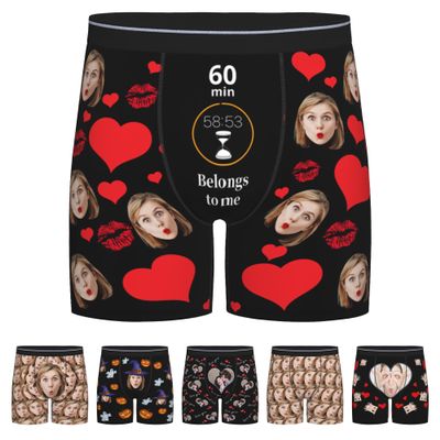 Personalized Boxers Custom Boxers Face on Them Custom Underwear for Boyfriend Christmas Birthday Gift for Men Funny Boxers S-030 Face