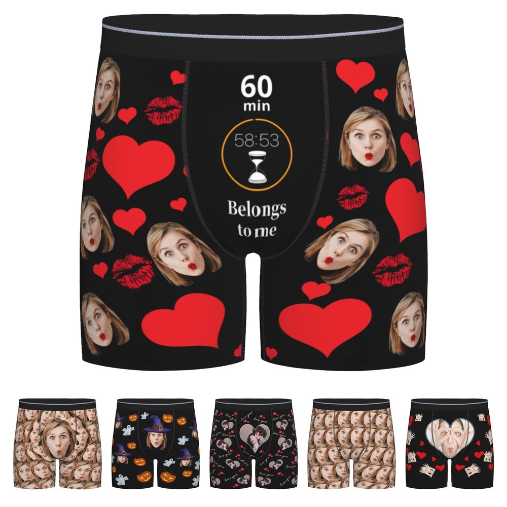 Personalized Boxers Custom Boxers Face on Them Custom Underwear for Boyfriend Christmas Birthday Gift for Men Funny Boxers S-030 Face