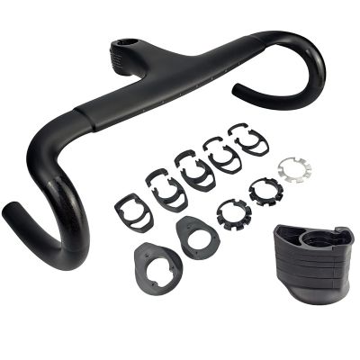 AGSDGAWD Road Bike Handlebars 28.6mm Carbon Fiber Integrated Stem Handlebar Drop Handlebar Inner Routing Lightweight Outdoor Sports(440-90MM)
