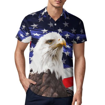 DPAINTouscap American Flag Men's Short Sleeve Polo Shirt Casual 4th July Patriotic Golf Shirts, X-Large, Style-23
