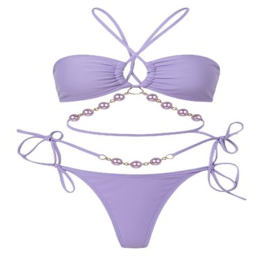 Women's Sexy Swimwear Sports Wear, Swim Trunk/Beach Swimming Wear- 2 Piece (US, Alpha, Large, Regular, Regular, Purple)